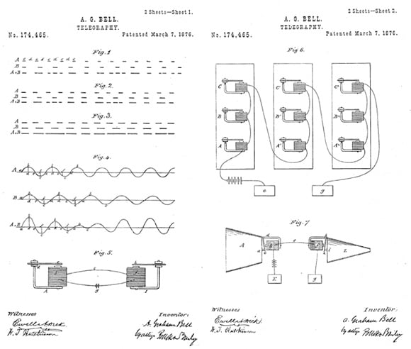 Alexander Graham Bell's 1876 telephone-patent illustrations