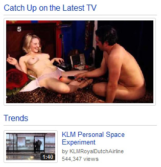 YouTube's Latest TV box, showing naked couple