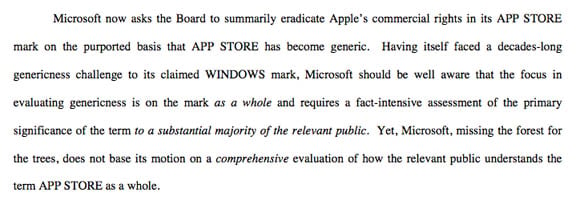 Detail of Apple's USPTO argument against Microsoft