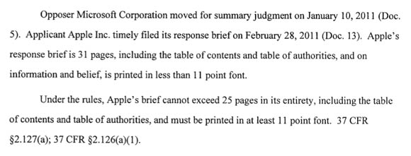 Detail of Microsoft's USPTO argument against Apple