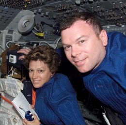 Eileen Collins with pilot James Kelly during STS-114. Pic: NASA