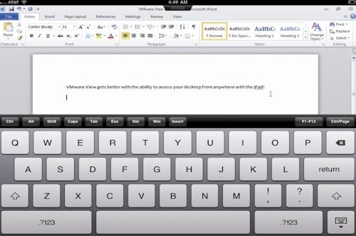VMware View for iPad keyboard