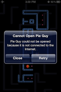 Pie Guy offline on iOS 4.3 
