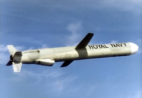 A Tomahawk cruise missile in flight, as launched from Royal Navy submarines. Credit: Crown Copyright/Royal Navy