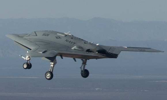 The X-47B makes its first flight. Credit: Northrop Grumman