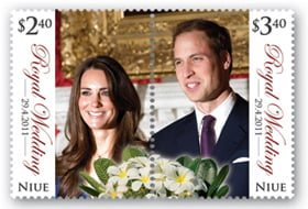 The Niue wedding stamps with perforation separating the happy couple
