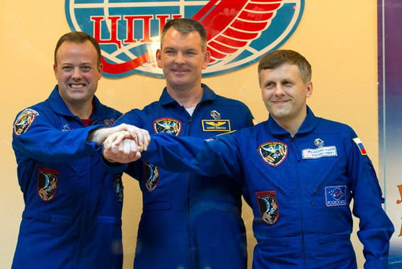 Ronald Garan, Alexander Samokutyayev and Andrei Borisenko snapped at Baikonur Cosmodrome. Pic: NASA