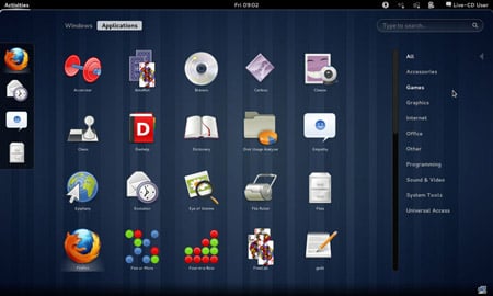 The GNOME 3 Shell with apps