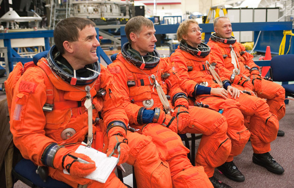 The Atlantis crew pictured at Johnson Space Center. Pic: NASA