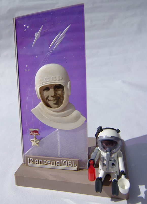 The Yuri Gagarin pen holder and out own heroic Playmonaut