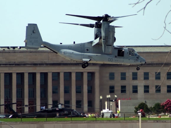 A V-22 Osprey coming in to land at the Pentagon. Credit: US Navy/Mass Communication Specialist 1st Class Brandan W Schulze