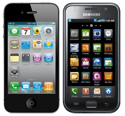 Apple iPhone 4 (left) and Samsung Galaxy S (right)