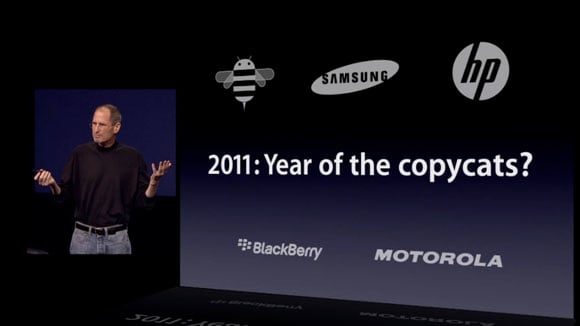 Steve Jobs calls 2011 'The year of the copycats' during the announcement event for the iPad 2