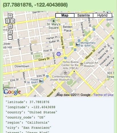 Screen capture of Reg router on Google Maps