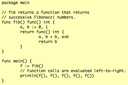 Go Fibonacci Closure