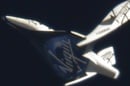 VSS Enterprise in feathered descent testing. Credit: Clay Observatory/Virgin Galactic