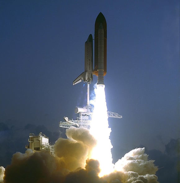 Endeavour's first launch on mission STS-49. Pic NASA