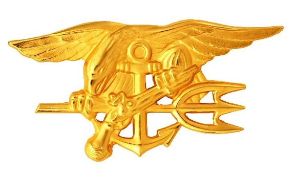 The chest badge worn by qualified US Navy SEALs, aka 'Budweiser badge', Trident badge etc. Credit: US Navy