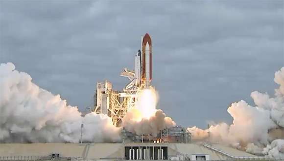 The Endeavour launch. Pic: NASA TV