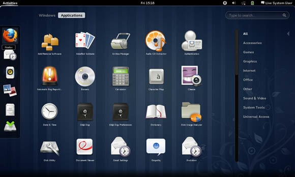 Fedora 15 screenshot