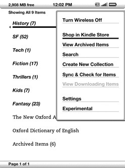 Kindle - get to Settings