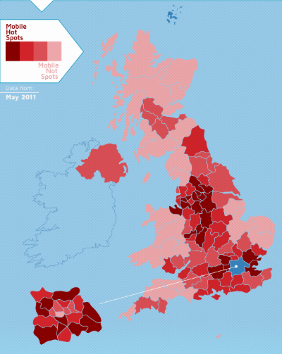 Map showing where people don't shop at eBay on phones