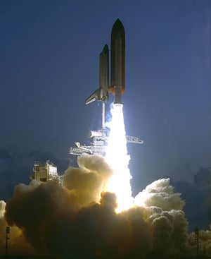 Endeavour launches on its first mission - STS-49. Pic: NASA