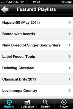 Napster for iOS