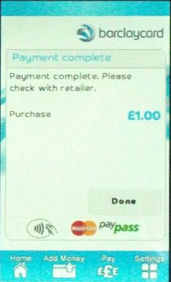 Screen shot showing receipt