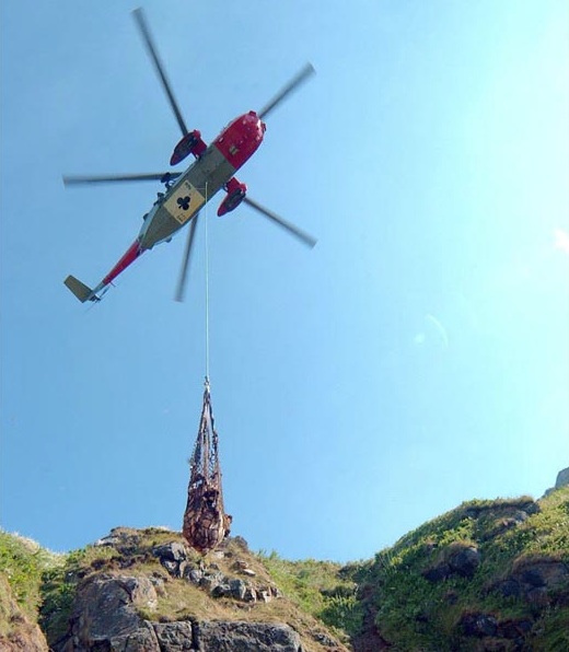 A cow being rescued by 771 Naval Air Squadron. Credit: Crown Copyright/MoD 2011