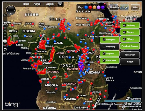 Map of Africa showing refugee hotspots