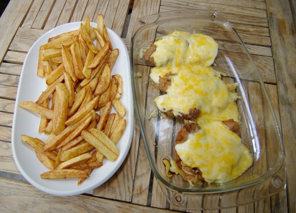 The finished parmo and chips