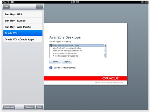 Oracle iPad client