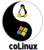 coLinux logo incorporating Tux penguin and Windows