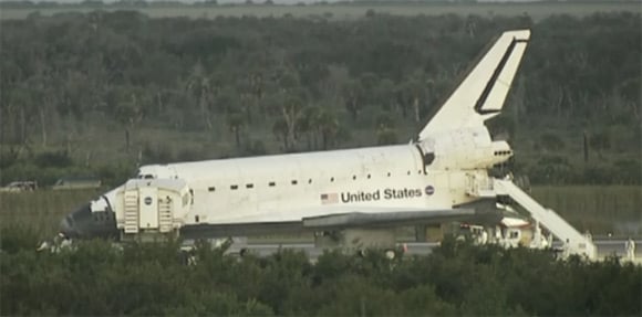 Atlantis on the tarmac shortly after landing this morning. Pic: NASA