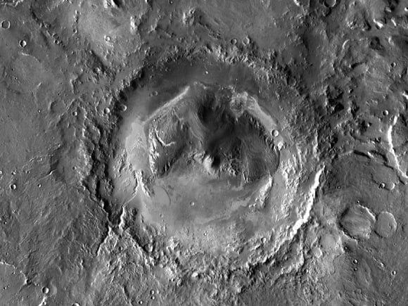 NASA composite aerial image of the Gale crater