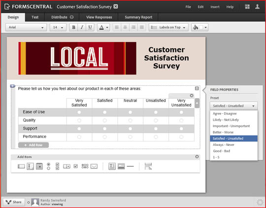 Adobe FormsCentral screenshot