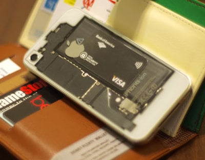 iPhone with card slipped inside