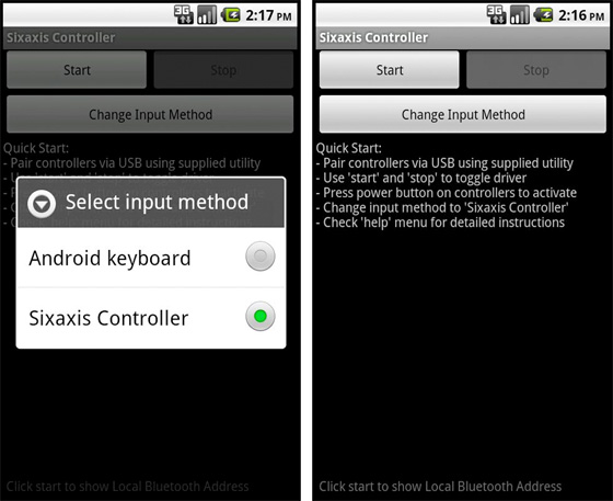 Sixaxis Controller app