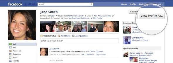 Screen shot of new Facebook Privacy control