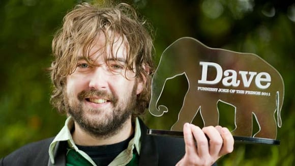 Nick Helm with his Dave TV award