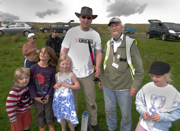 John Bonsor with Bill Ray and family, and the NAOMI rocket