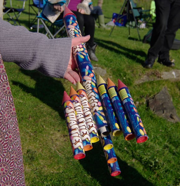 A rocket constructed from Smarties tubes
