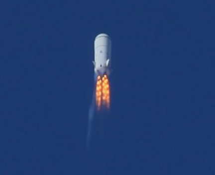 Blue Origin test rocket at Mach 1.2 and 45,000 feet