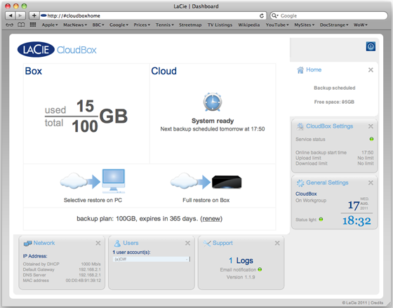 lacie network assistant web dashboard