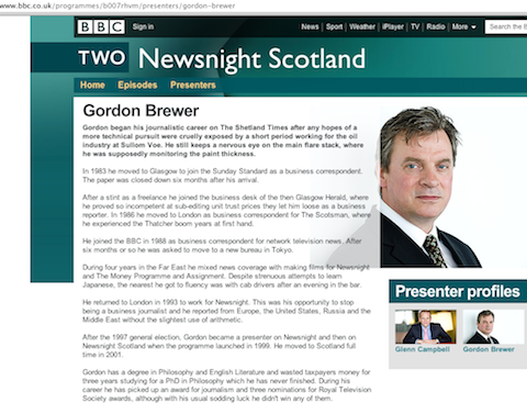 Gordon Brewer's BBC profile, credit BBC