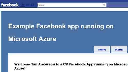 Facebook and Azure screenshot