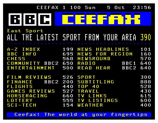 Ceefax, the BBC's Teletext service