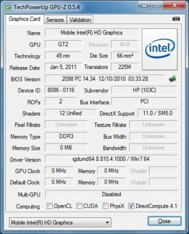Intel GMA HD 3000 GPU-Z
