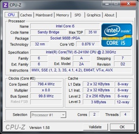 Intel Core i5-2410M CPU-Z